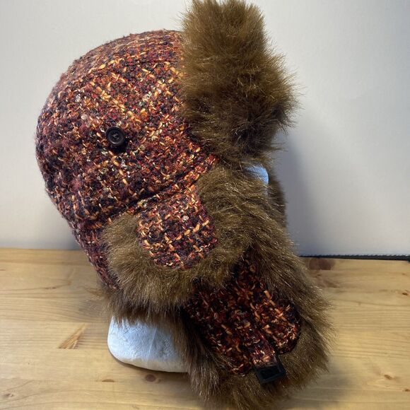 San Diego Hat Co. Ear Flap Hat Brown Wool Boucle w Faux Fur Trim 'Air Maui' OS - Picture 3 of 9